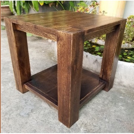Dark Walnut Oil : Đôn Góc Trang Trí Gỗ Sồi - 2 Tầng